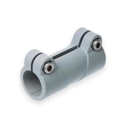  MS.P Sleeve clamps, plastic Surface: 4 - Polyamide (PA), glass fiber reinforced, Gray matt, temperature resistant up to 100 °C, RAL 7040