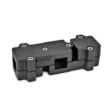  WMD Winkel-Klemmverbinder, mehrteilig, Aluminium d<sub>1</sub> / s: V - Vierkant
Oberfläche: 2 - strukturiert pulverbeschichtet, Schwarz, RAL 9005