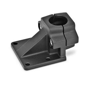  BML Fuß-Klemmverbinder, mehrteilig, Aluminium d<sub>1</sub> / s: B - Bohrung<br />Oberfläche: 2 - strukturiert pulverbeschichtet, Schwarz, RAL 9005