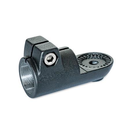  LST Swivel clamps, aluminum Type: IV - With internal serration
Surface: 2 - Black, textured powder-coated, RAL 9005