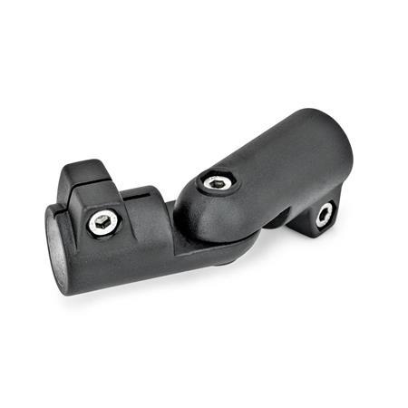  GST Joint clamps, aluminum Type: T - Adjustment with 15° division (serration)
Surface: 2 - Black, textured powder-coated, RAL 9005
