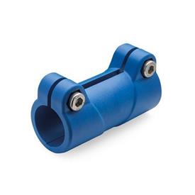  MS.P Sleeve clamps, plastic Surface: VB - Polyamide (PA), glass fiber reinforced, Blue RAL 5005 matt, temperature resistant up to 100 °C , FDA compliant plastic granulate, visually detectable, RAL 5005