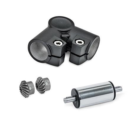  YLS L-Winkelgetriebe für Einrohr-Verstelleinheiten Oberfläche: 2 - strukturiert pulverbeschichtet, Schwarz, RAL 9005
Typ: B - Winkelgetriebegehäuse + Kegelradsatz + Antriebseinheit (Stahl verchromt)