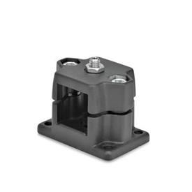  FM.R Flanged locking slide units, multi-piece, aluminum Type: D - with spring plunger<br />Surface: 2 - Black, textured powder-coated, RAL 9005