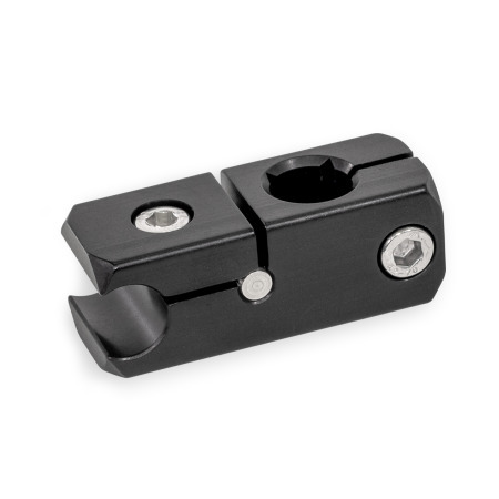  KGR Rail clamp mountings, aluminium, with cross / parallel bore Typ: Q - With cross hole
Finish: S - Aluminum, black anodized