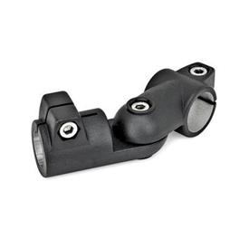  GSQ Joint clamps, aluminum Type: T - Adjustment with 15° division (serration)<br />Surface: 2 - Black, textured powder-coated, RAL 9005