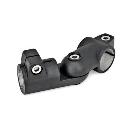  GSQ Joint clamps, aluminum Type: T - Adjustment with 15° division (serration)
Surface: 2 - Black, textured powder-coated, RAL 9005