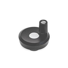  VZH Handwheels for linear units and transfer units Type: R - With rotating handle<br />Finish: 2 - textured finish, Textured powder-coated, Black , RAL 9005<br />d<sub>2</sub>: 50...63 - Disk handwheel