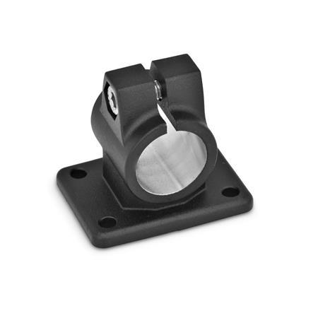  FS Flanged clamps, with four fastening bores, aluminum Surface: 2 - Black, textured powder-coated, RAL 9005