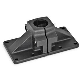  BMT Base clamps, multi-piece, aluminum d<sub>1</sub> / s: B - Bore<br />Surface: 2 - Black, textured powder-coated, RAL 9005