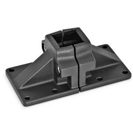  BMT Base clamps, multi-piece, aluminum d<sub>1</sub> / s: V - Square<br />Surface: 2 - Black, textured powder-coated, RAL 9005