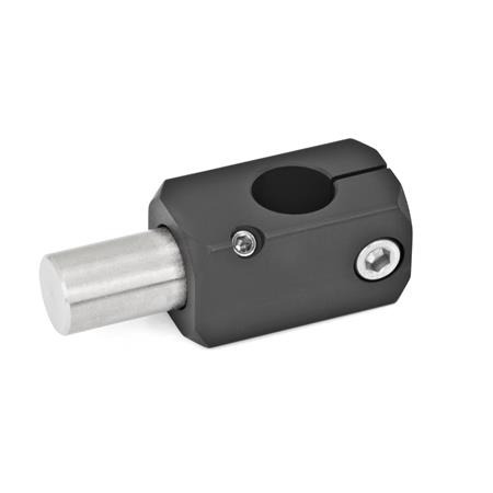  TG T-clamp mountings, aluminum Surface: S - Aluminum, black anodized
Type: W - With stud (stainless steel, AISI 303)