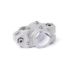  KSU.Z Cross linear unit connectors for two-axis systems, unequal bore dimensions, aluminum d1: G - with slide insert<br />Surface: 8 - Blasted, matt, blasted, matt