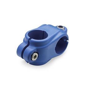  KS.P Cross clamps, plastic Surface: VB - Polyamide (PA), glass fiber reinforced, Blue RAL 5005 matt, temperature resistant up to 100 °C , FDA compliant plastic granulate, visually detectable, RAL 5005
