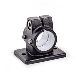  FSZ.E Flansch-Verfahrschlitten, mit zwei Befestigungsbohrungen, Aluminium d1: G - mit Gleiteinsatz<br />Oberfläche: 2 - strukturiert pulverbeschichtet, Schwarz, RAL 9005