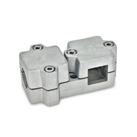  TM T-Klemmverbinder, mehrteilig, Aluminium d<sub>1</sub> / s<sub>1</sub>: B - Bohrung<br />d<sub>2</sub> / s<sub>2</sub>: V - Vierkant<br />Oberfläche: 8 - gestrahlt, matt, gestrahlt, matt