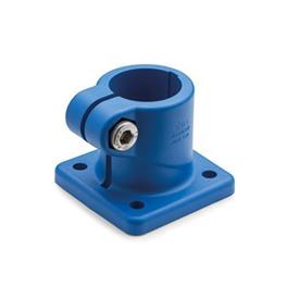  BS.P Base clamps, plastic Surface: VB - Polyamide (PA), glass fiber reinforced, Blue RAL 5005 matt, temperature resistant up to 100 °C , FDA compliant plastic granulate, visually detectable, RAL 5005