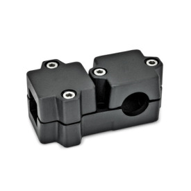  TM T-clamps, multi-piece, aluminum d<sub>1</sub> / s<sub>1</sub>: V - Square<br />d<sub>2</sub> / s<sub>2</sub>: B - Bore<br />Surface: 2 - Black, textured powder-coated, RAL 9005