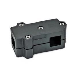  TMD T-clamps, multi-piece, aluminum d<sub>1</sub> / s<sub>1</sub>: V - Square<br />d<sub>2</sub> / s<sub>2</sub>: V - Square<br />Surface: 2 - Black, textured powder-coated, RAL 9005