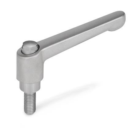  HEK Adjustable hand levers for tube clamps, screw, stainless steel 