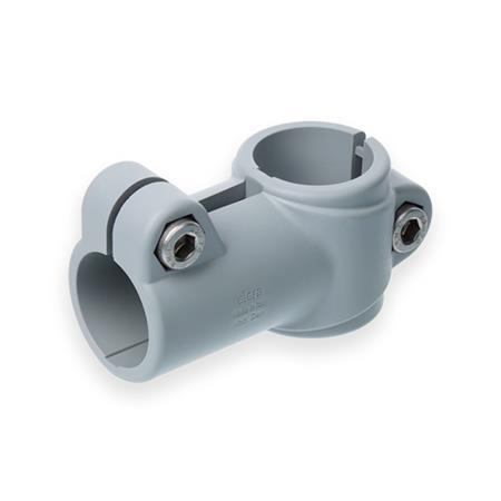 TS.P T-clamps, plastic Surface: 4 - Polyamide (PA), glass fiber reinforced, Gray matt, temperature resistant up to 100 °C, RAL 7040