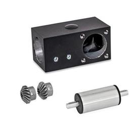  YLD L-angle gears, for double tube linear units Surface: 2 - Black, textured powder-coated, RAL 9005<br />Type: C - Angle gear box + bevel gear wheel set + drive unit (stainless steel)