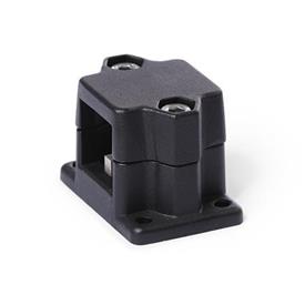  FM.E Flansch-Verfahrschlitten, mehrteilig, Aluminium Bildvarianten: V - Vierkant<br />Oberfläche: 2 - strukturiert pulverbeschichtet, Schwarz, RAL 9005