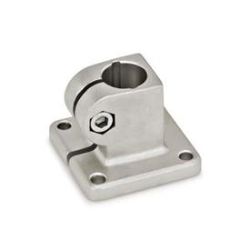 Base clamps, with four fastening bores, stainless steel