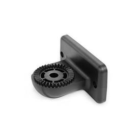  LSF.P Swivel clamps, plastic Type: AV - With external serration<br />Surface: 2 - Polyamide (PA), glass fiber reinforced, Black matt, temperature resistant up to 100 °C, RAL 9005<br />x<sub>1</sub>: 40