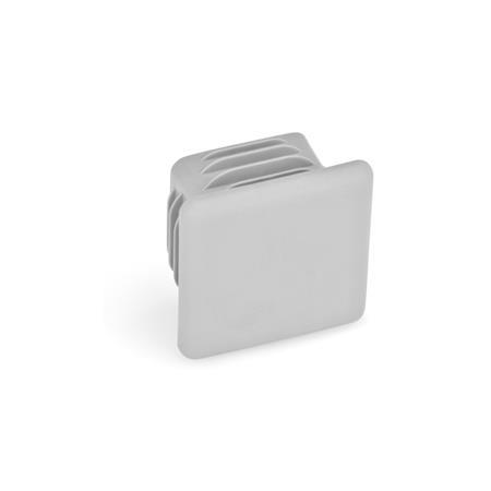  AS Tube end plugs, round and square d / s: V - Square
Surface: 4 - matte finish, Gray, matt, RAL 7042