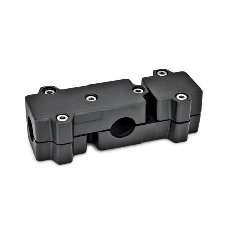  WMD Winkel-Klemmverbinder, mehrteilig, Aluminium d<sub>1</sub> / s: B - Bohrung
Oberfläche: 2 - strukturiert pulverbeschichtet, Schwarz, RAL 9005