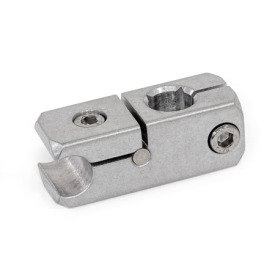  KGR Rail clamp mountings, aluminium, with cross / parallel bore Typ: Q - With cross hole<br />Finish: G - Aluminum tumbled, matt