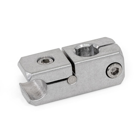  KGR Rail clamp mountings, aluminium, with cross / parallel bore Typ: Q - With cross hole
Finish: G - Aluminum tumbled, matt