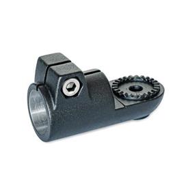  LST Swivel clamps, aluminum Type: AV - With external serration<br />Surface: 2 - Black, textured powder-coated, RAL 9005