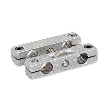  VGP Adjustable parallel clamp mountings, aluminum Type: 2 - With hex socket cap screws stainless steel DIN 912-A2-70 | two pieces blank and two pieces chemically blackened
Finish: G - Aluminum tumbled, matt
