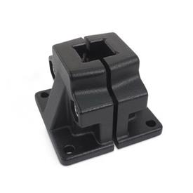  BM Base clamps, multi-piece, aluminum d<sub>1</sub> / s: V - Square<br />Surface: 2 - Black, textured powder-coated, RAL 9005