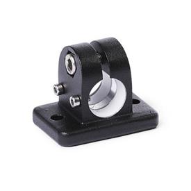  FK.E Flanged linear unit connectors, with two fastening bores, aluminium d1: G - with slide insert<br />Surface: 2 - Black, textured powder-coated, RAL 9005