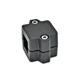  MM Sleeve clamps, multi-piece, aluminum d<sub>1</sub> / s: V - Square<br />Surface: 2 - Black, textured powder-coated, RAL 9005