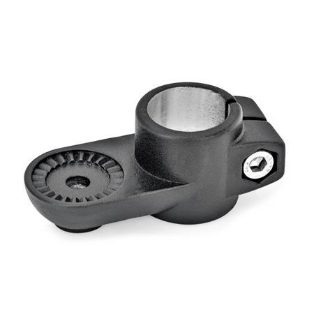  LSP Swivel clamps, aluminum Type: IV - With internal serration
Surface: 2 - Black, textured powder-coated, RAL 9005
