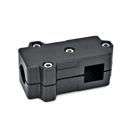  TMD T-clamps, multi-piece, aluminum d<sub>1</sub> / s<sub>1</sub>: B - Bore
d<sub>2</sub> / s<sub>2</sub>: V - Square
Surface: 2 - Black, textured powder-coated, RAL 9005