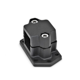  FMS Flanged clamps, multi-piece, with six fastening bores, aluminum d<sub>1</sub> / s: V - Square<br />Surface: 2 - Black, textured powder-coated, RAL 9005