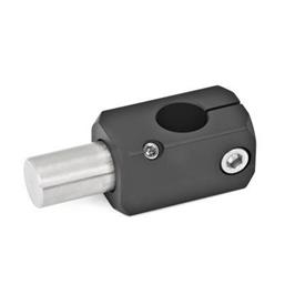  TG T-clamp mountings, aluminum Surface: S - Aluminum, black anodized<br />Type: W - With bolt (stainless steel, AISI 303)