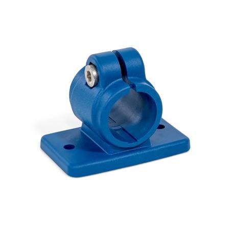  FSZ.P Flanged clamps, plastic Surface: VB - Polyamide (PA), glass fiber reinforced, Blue RAL 5005 matt, temperature resistant up to 100 °C , FDA compliant plastic granulate, visually detectable, RAL 5005