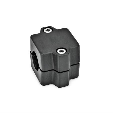  MM Sleeve clamps, multi-piece, aluminum d<sub>1</sub> / s: B - Bore
Surface: 2 - Black, textured powder-coated, RAL 9005
