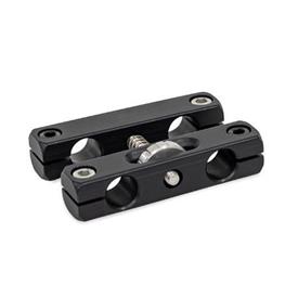  VGP Adjustable parallel clamp mountings, aluminum Type: 2 - With hex socket cap screws stainless steel DIN 912-A2-70 | two pieces blank and two pieces chemically blackened<br />Finish: S - Aluminum, black anodized