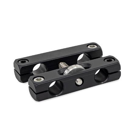  VGP Adjustable parallel clamp mountings, aluminum Type: 2 - With hex socket cap screws stainless steel DIN 912-A2-70 | two pieces blank and two pieces chemically blackened
Finish: S - Aluminum, black anodized