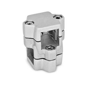  KM Kreuz-Klemmverbinder, mehrteilig, Aluminium d1/s1: V - Vierkant<br />d2/s2: V - Vierkant<br />Oberfläche: 8 - gestrahlt, matt, gestrahlt, matt