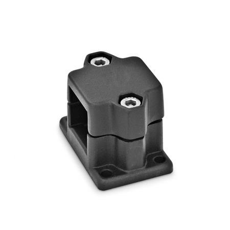  FM Flanged clamps, multi-piece, aluminum d<sub>1</sub> / s: V - Square
Surface: 2 - Black, textured powder-coated, RAL 9005