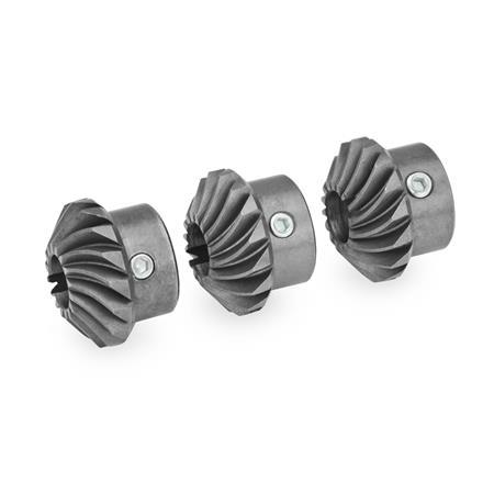  YK Bevel gear wheels for angle gears Type: T - Set of bevel gears, 3 bevel gears, 1 x right-hand, 2 x left-hand pitch