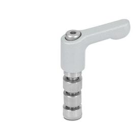  HM Clamping kits for swivel clamp mountings Type: K - Adjustable hand lever zinc die-cast / stainless steel (lever in silver texture powder-coated, screw, spacer sleeve, centering bush and threaded bush A1)